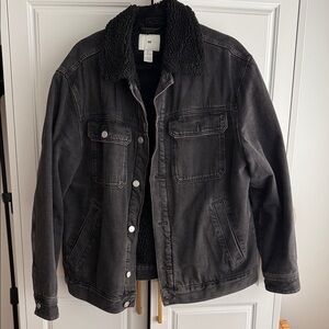 Black Denim Jacket Sherpa lined